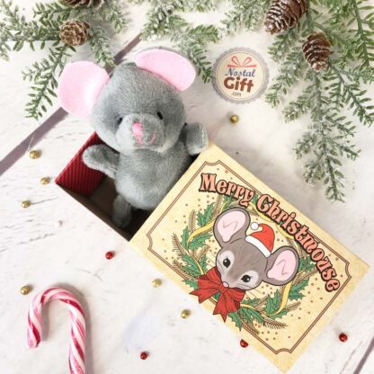 Petite souris dans une boite d'allumette de noël vintage- Merry Christmouse
