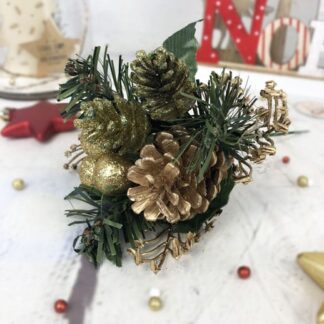 Décoration de Noël - Bouquet pailleté doré pomme de pain