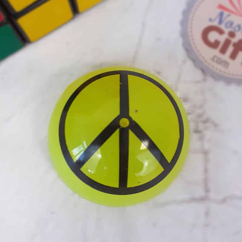 Puce sauteuse à motifs - Jaune, peace and love