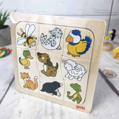 Jeux en bois animaux - Qui vit ou ? (9 pièces)
