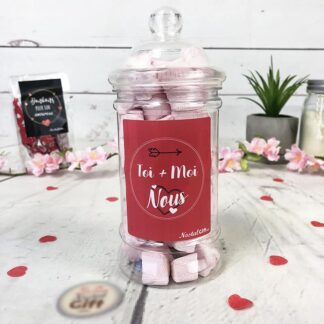 Bonbonnière Saint Valentin - Bonbons petits coeurs rouge et blanc Haribo x 100 - "Toi + Moi"