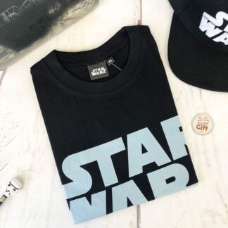 Star Wars - T-shirt pour adulte noir et bleu avec logo