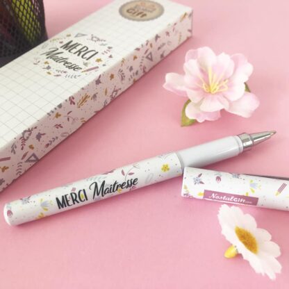 Stylo BIC « Merci maîtresse » – Cadeau maîtresse - Collection florale