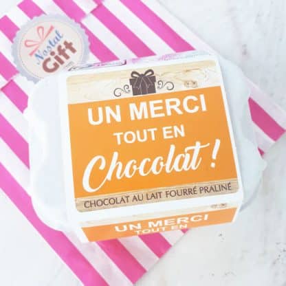 Boîte à oeufs Chocolat Praliné "un merci tout en chocolat"
