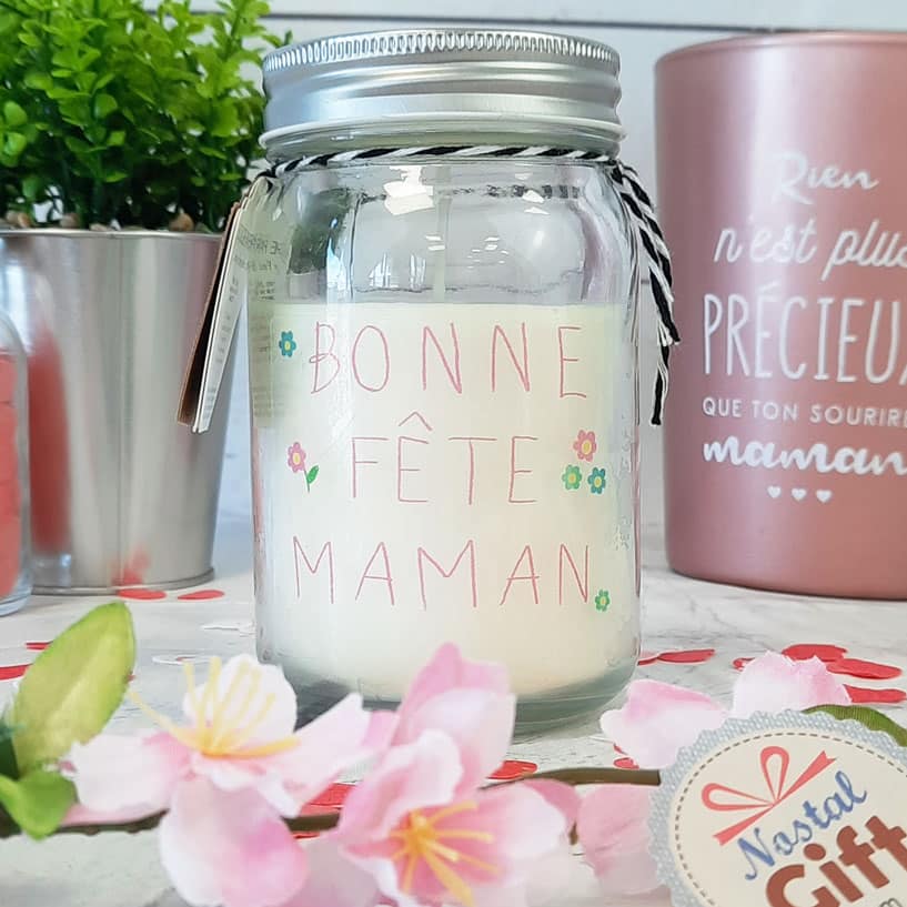 Bougie Jar - "Bonne fête Maman"