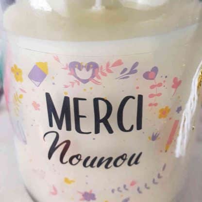 Bougie Jar - "Merci Nounou" - Collection florale