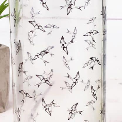 Bouteille en verre avec bouchon en bambou - Motif oiseaux (42 cl)
