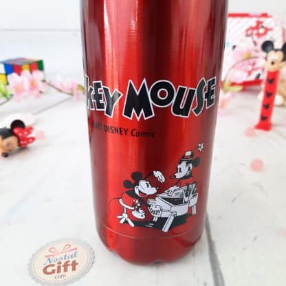 Disney - Bouteille d'eau rouge en acier inoxydable Mickey rétro