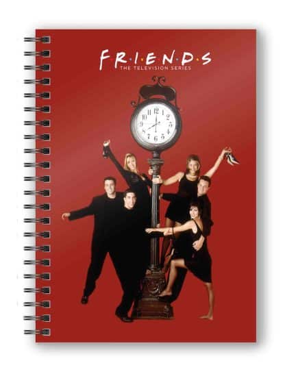 Friends - Cahier A5 rouge personnages avec horloge