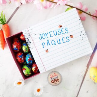 Boîte Pâques - Œufs en chocolat praliné x 40 - Joyeuses Pâques