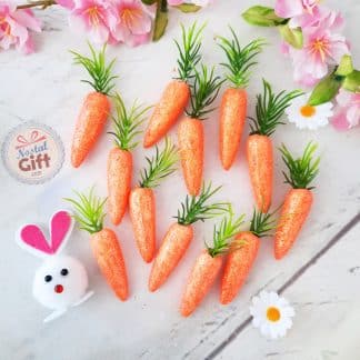 Décoration de Pâques - Lot de 12 petites carottes pailletées