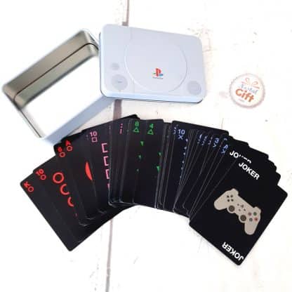 Playstation - Boite en métal contenant un jeu de 54 cartes