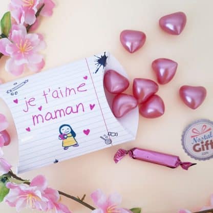 Boîte "Je t'aime maman" - Perle de bain senteur rose x 12 - Cadeau maman