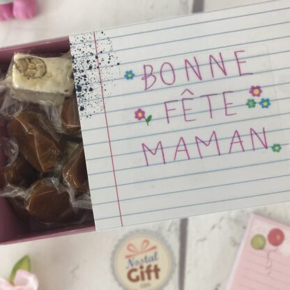 Boîte de 10 nougats tendres et 10 caramels au beurre salé - "Je t'aime Maman"