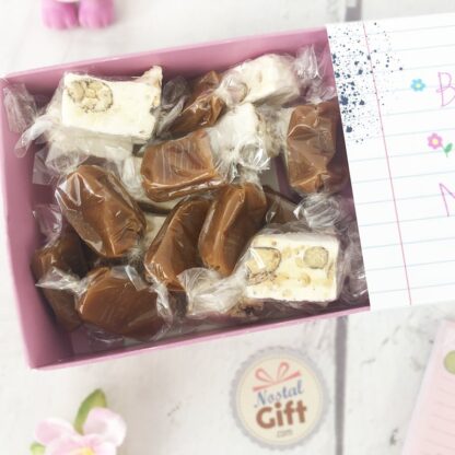 Boîte de 10 nougats tendres et 10 caramels au beurre salé - "Je t'aime Maman"