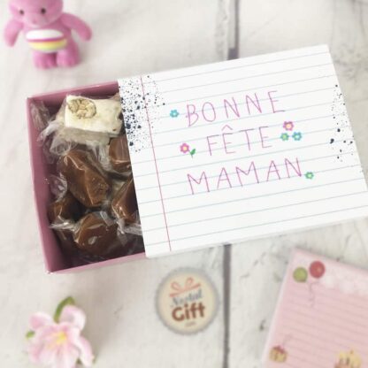 Boîte de 10 nougats tendres et 10 caramels au beurre salé - "Je t'aime Maman"