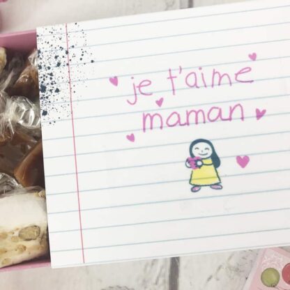 Boîte de 10 nougats tendres et 10 caramels au beurre salé - "Je t'aime Maman"