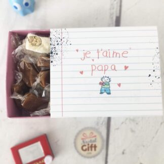 Boîte de 10 nougats tendres et 10 caramels au beurre salé - "Je t'aime Maman"