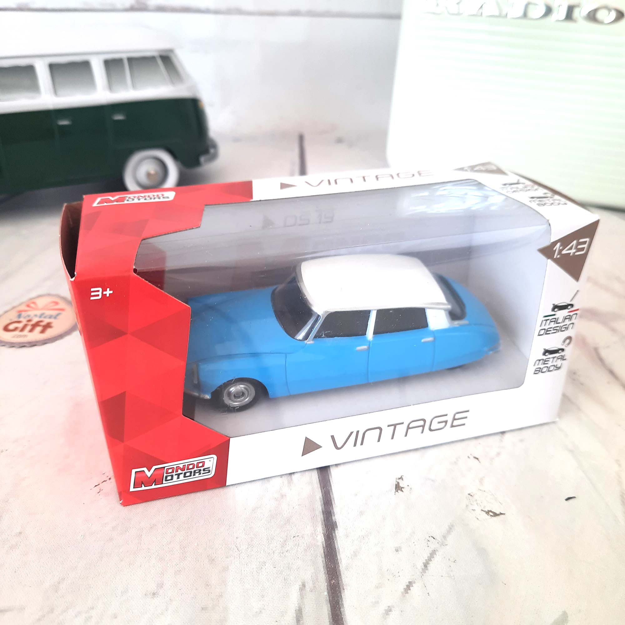 Miniature voiture vintage - Citroën DS 19 bleu (échelle 1:43)