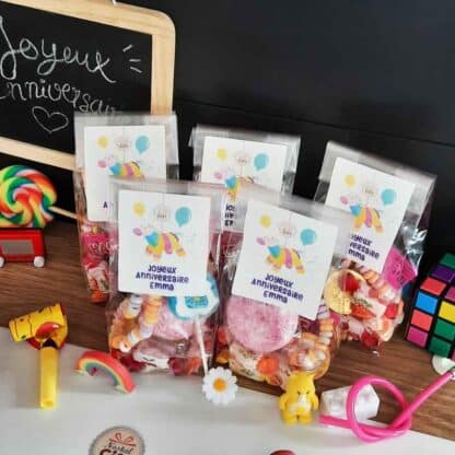 5 sachets de bonbons personnalisés - Anniversaire licorne pour enfant