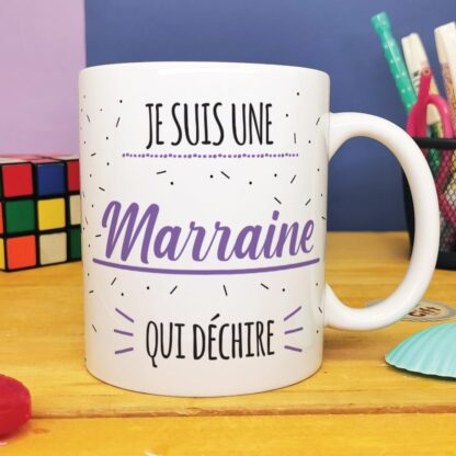 Mug "Je suis une marraine qui déchire" - Cadeau marraine