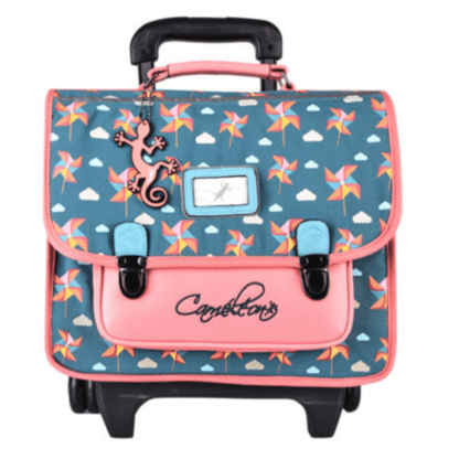 Cartable Fille 35 cm à roulette avec moulin à vent - Cameleon - Green Windmill - CP