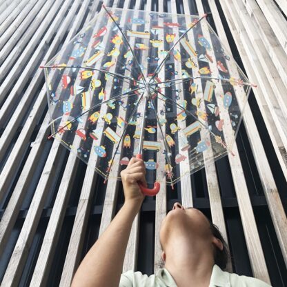 Parapluie transparent pour enfant motifs voitures