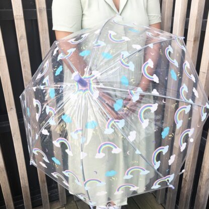 Parapluie transparent pour enfant motifs arc-en-ciel