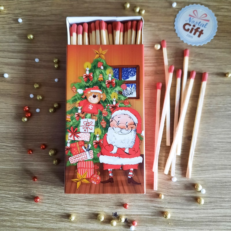 Boîte de 50 allumettes XL - Motifs Noël - Père Noël, village enneigé