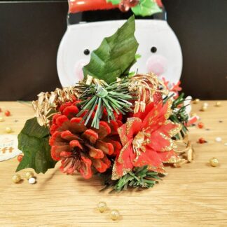 Décoration de Noël - Bouquet pailleté rouge pomme de pain