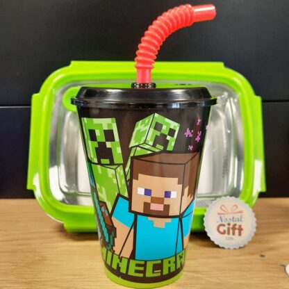 Minecraft Bol Assiette Gobelet avec paille ou emboîtés Snack Pot & Torche bouteille d'eau 