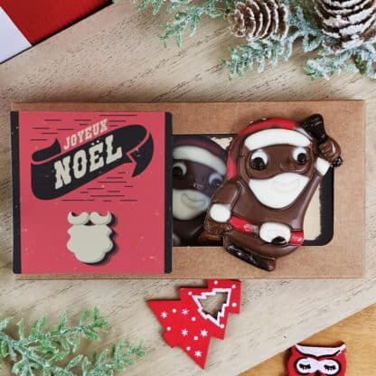 Père Noël en chocolat au lait et sa cloche x3