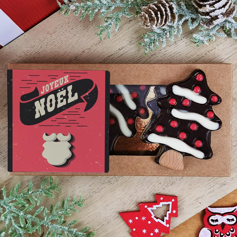 Sapin de Noël en chocolat noir x3 - Joyeux Noël 