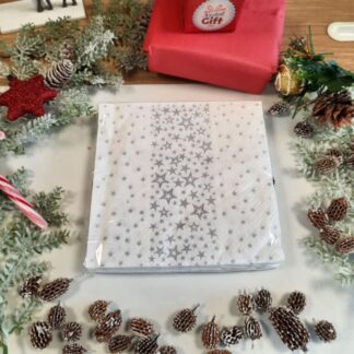 Lot de 20 Serviettes de table de Noël - Étoiles argentées