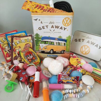 Coffret Cadeau Homme : Boîte haute en métal "Volkswagen Combi" et ses bonbons rétro 70-80