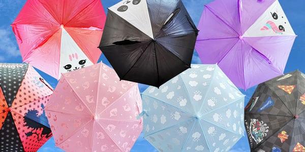 <p>Vive la pluie ! Sortez vos plus beaux parapluies aux couleurs de vos séries, films ou animaux préférés ! En des temps pluvieux, rien ne vaut un parapluie que l’on peut emmener partout.</p>
