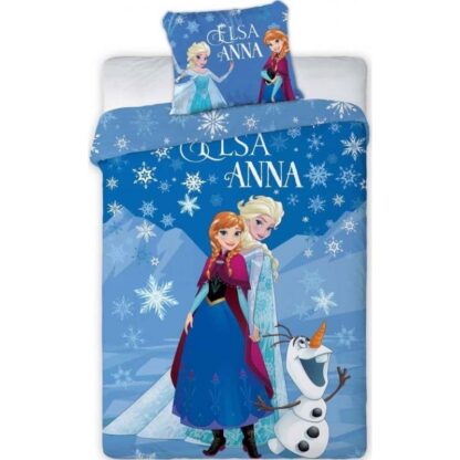 Disney - Parure de lit - 1 personne - La reine des neiges - Elsa, Anna et Olaf (140 x 200 cm)