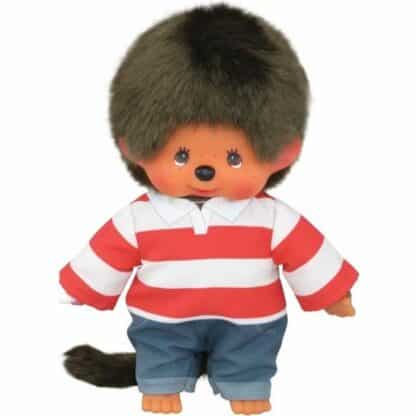 Peluche Monchhichi Kauri - Polo à rayures rouges et blanches (20 cm)