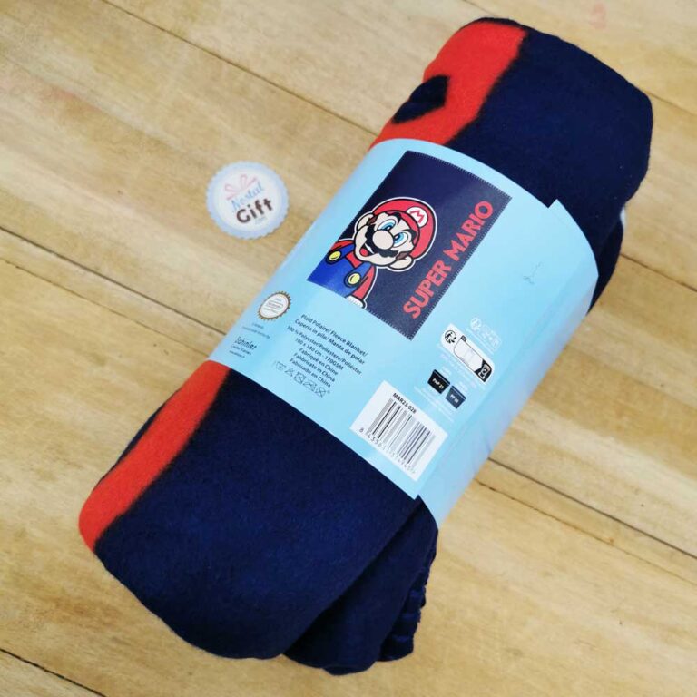Plaid Polaire Mario 100x140 Cm - Bleu - 100% Polyester - Lavable Machine - Officiel
