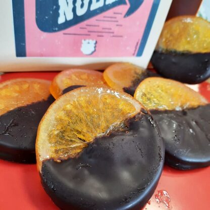 Boîte de Noël avec tranches d'orange confites au chocolat noir x6