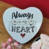 Coffret Cadeau St Valentin : Boîte en coeur "Always in my heart " remplie de bonbons (Blanche) – Image 2