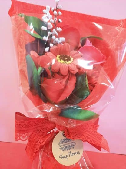 Bouquet de fleurs de savon - Rouge