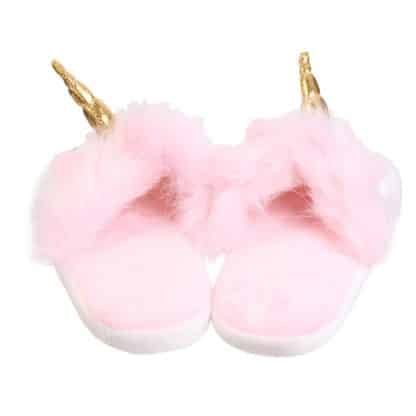 Chaussons licorne rose et blanc pour enfant