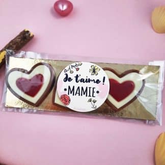 Ourson "Je t'aime mamie" au chocolat au lait avec un coeur rouge x3