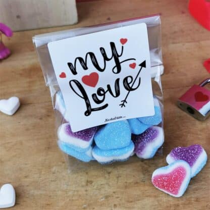 Sachet de bonbons My Love avec des coeurs Love pik haribo x20