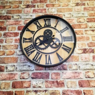 Grande Horloge Murale vintage en métal et bois - 50 cm