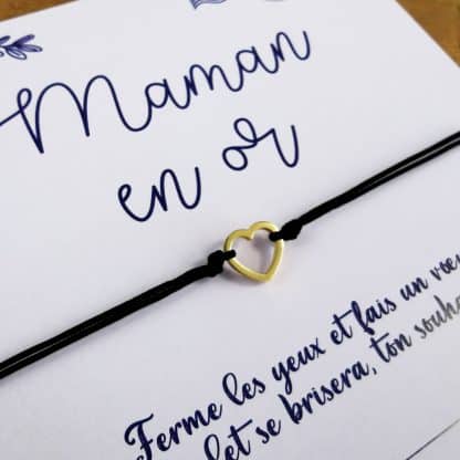 Bracelet à souhait coeur « Maman en or »