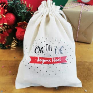 Petit sac cadeau réutilisable (21 x 14 cm) - Oh Oh Oh Joyeux Noël