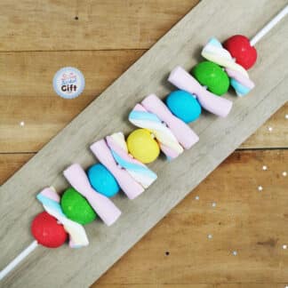Brochette de bonbons fête foraine multicolore - 30 cm - 120g