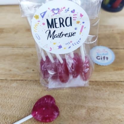 Sucettes petit coeur à la cerise x5 - Merci Maîtresse – Image 2